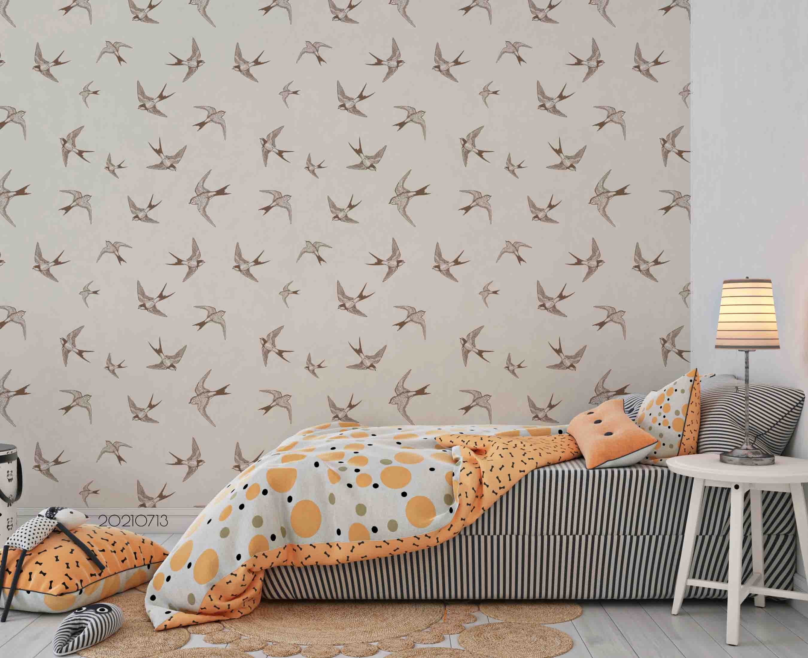 3D Hand Drawn Animal Swallow Wall Mural Wallpaper Lqh 113