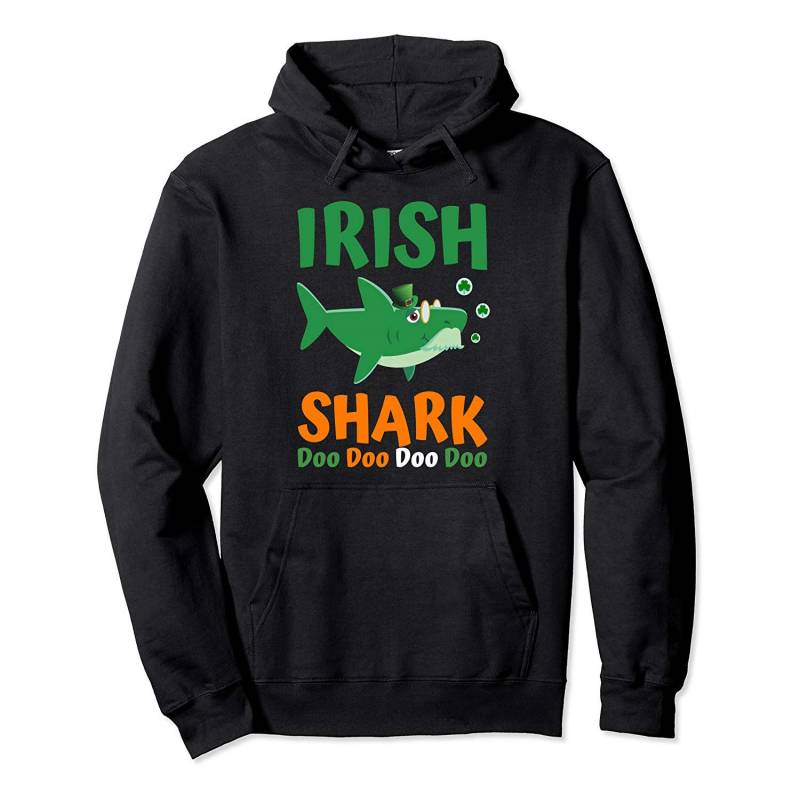 St Patricks Day Shirt for Grandpa Dad Men Irish Shark Tee Pullover Hoodie