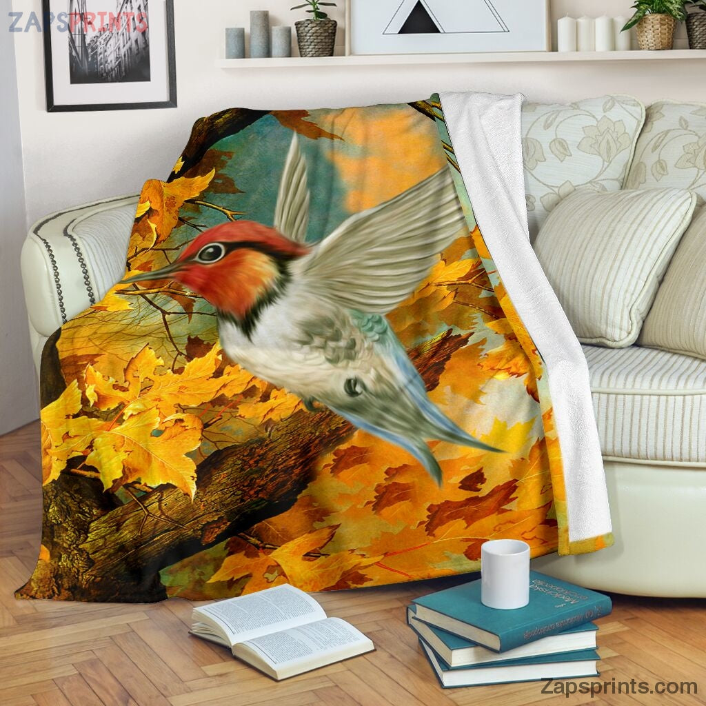 Humming Bird Maple Leaves Forest Blanket – Cool Gift Ideas