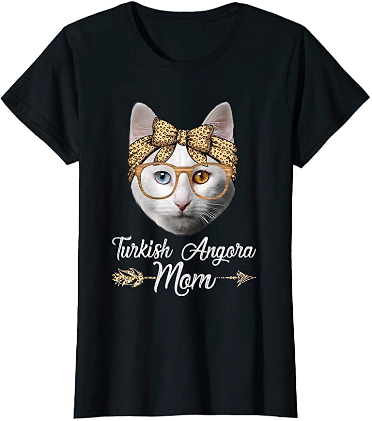 Womens Cute Turkish Angora Mom Leopard Cat Mom Mother’s Day T-Shirt