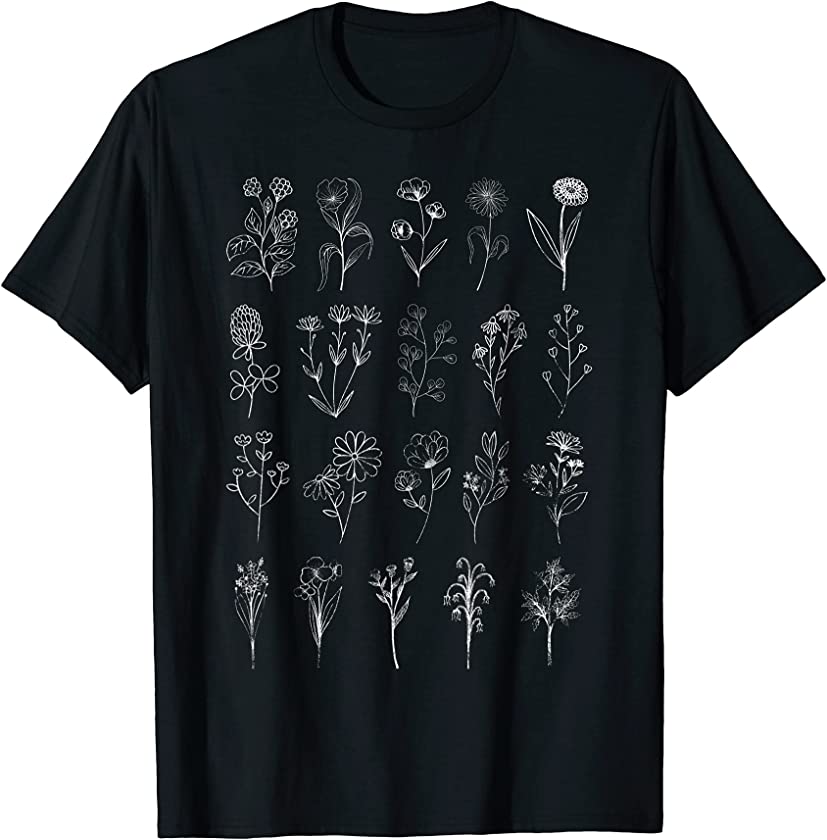 Vintage Inspired Flower Botanical Chart Plant Lover T-Shirt