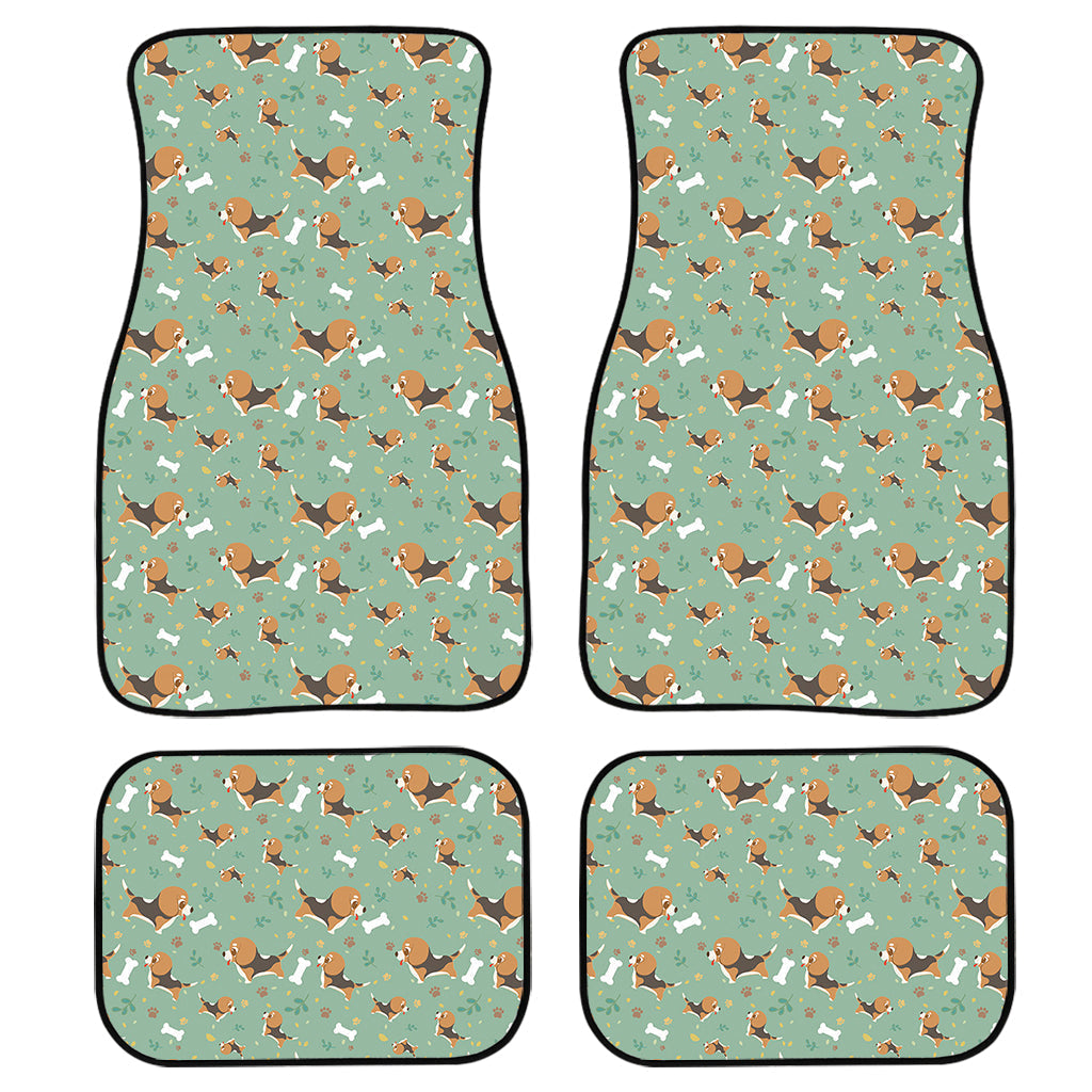 Cute Beagle Puppy Pattern Print Front And Back Car Floor Mats, Front Car Mat