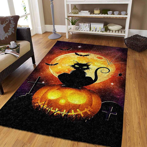 Cat Halloween Rug RB7A8E7E9050 | Rectangular Indoor Outdoor Area Carpet