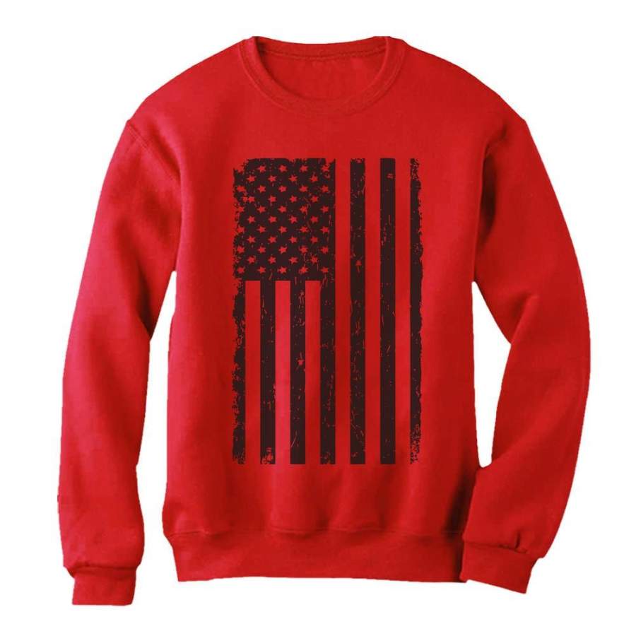 Vintage Distressed USA Flag – Big Black American Flag Women Sweatshirt