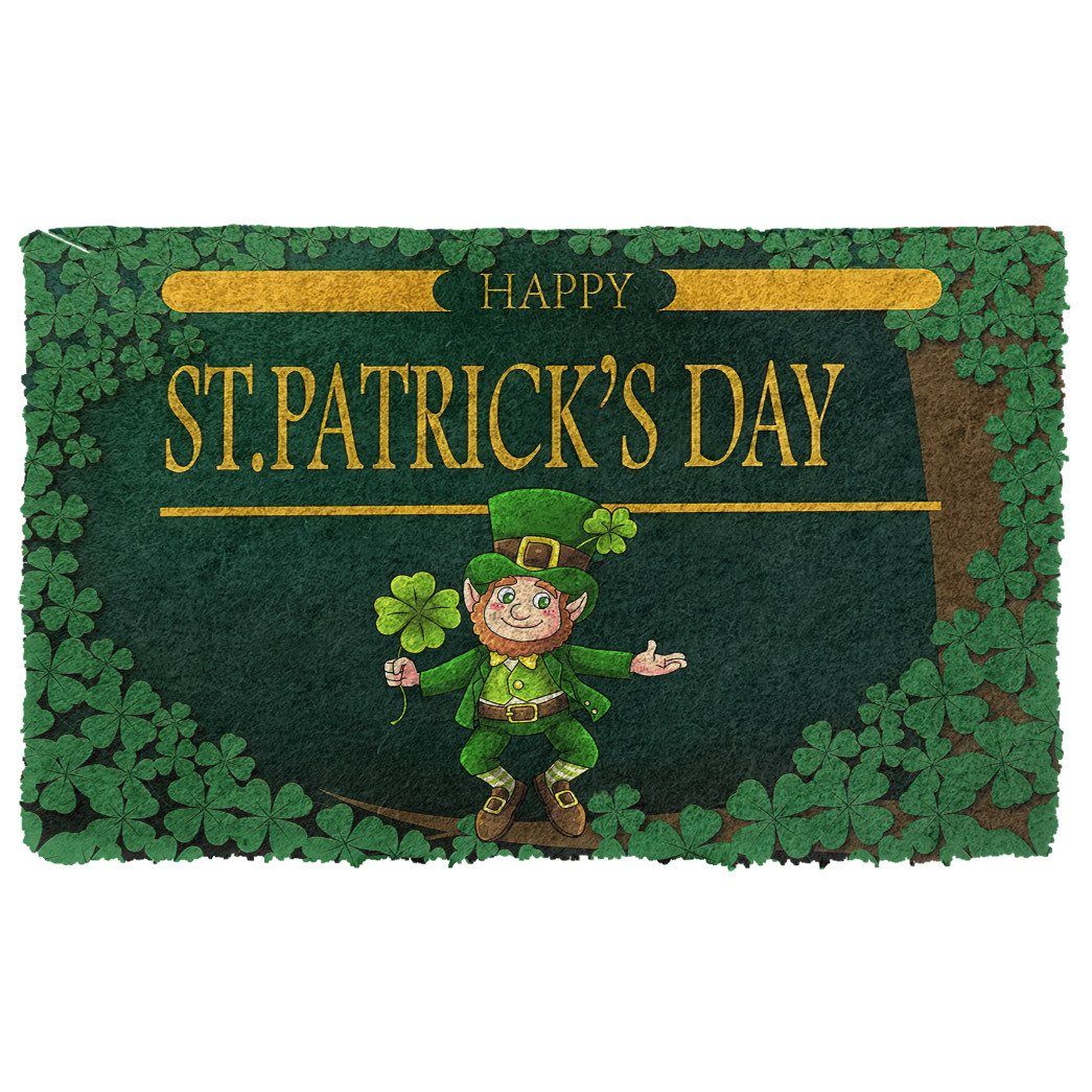 Gearhumans  Gearhuman 3D Happy St Patrick Day Leprechaun Custom Doormat