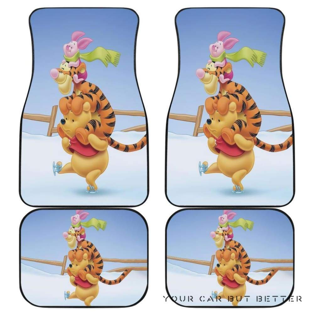 Pooh Friends Playing In Winter Car Floor Mats 173218 Personalized Car Seat Floor Mat Custom Print