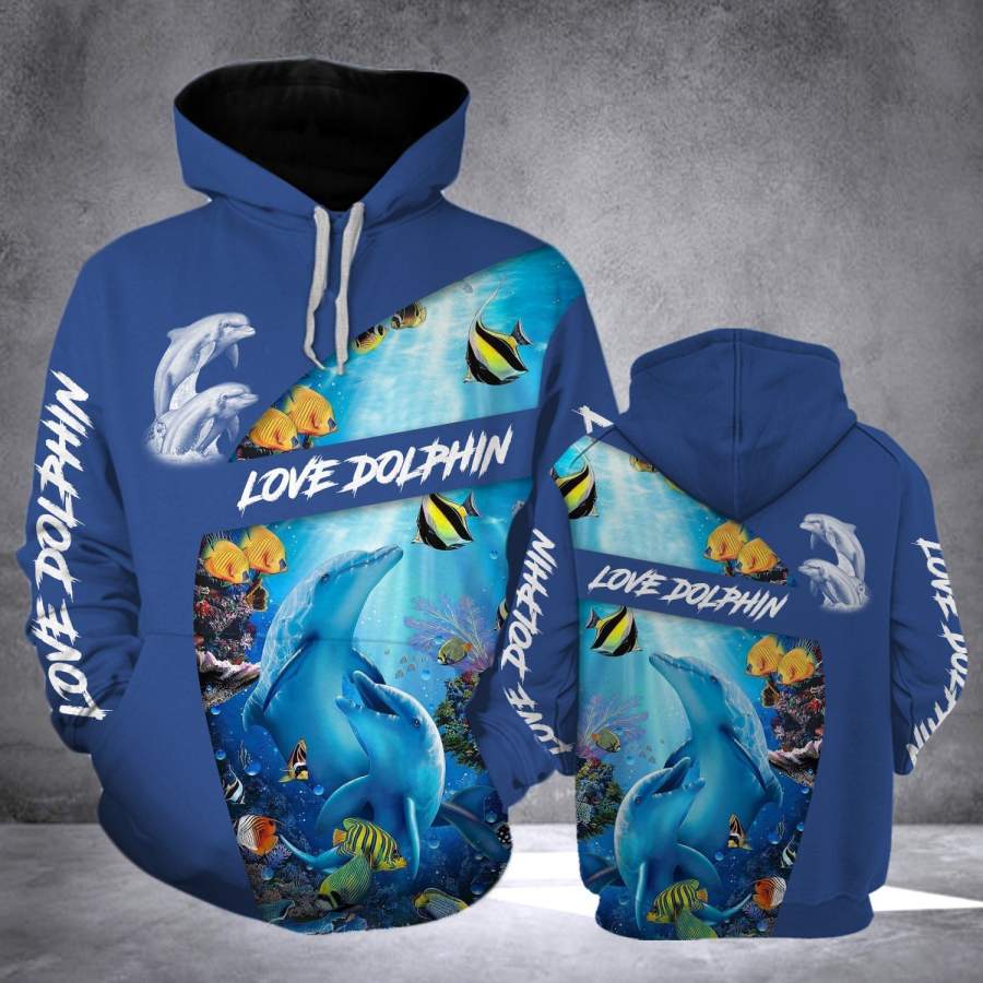 Dolphin 3D  All-over print unisex pullover hoodie