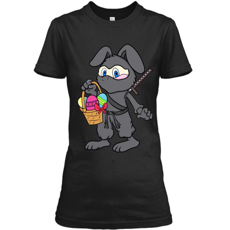 Cute Easter Egg Hunt Easter Bunny Ninja T-Shirt Ladies Custom