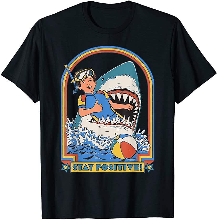 This Is Me Funny Stay Positive Shark Attack Retro Comedy Tee T-Shirt