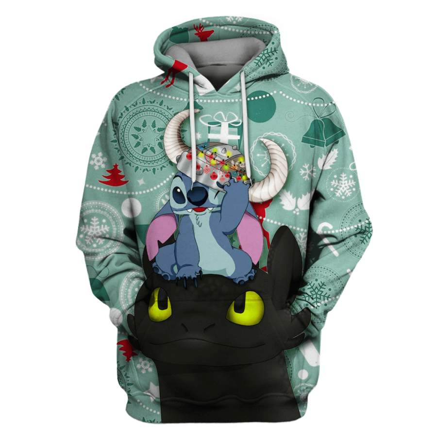 stitch and toothless in christmas Tshirt – Zip Hoodies Apparel