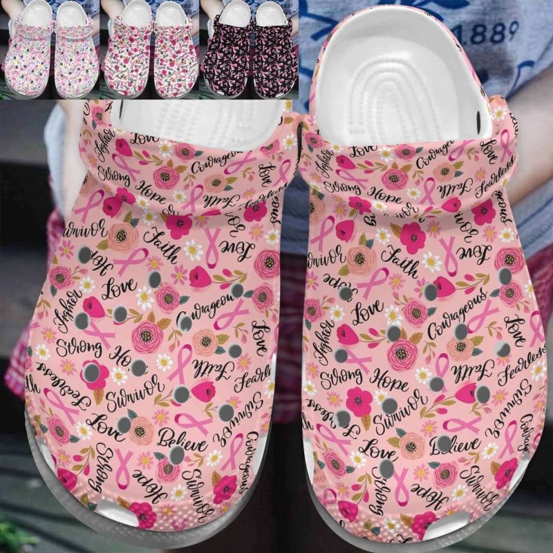 Breast Cancer Awareness Warrior Crocband Clog Shoes