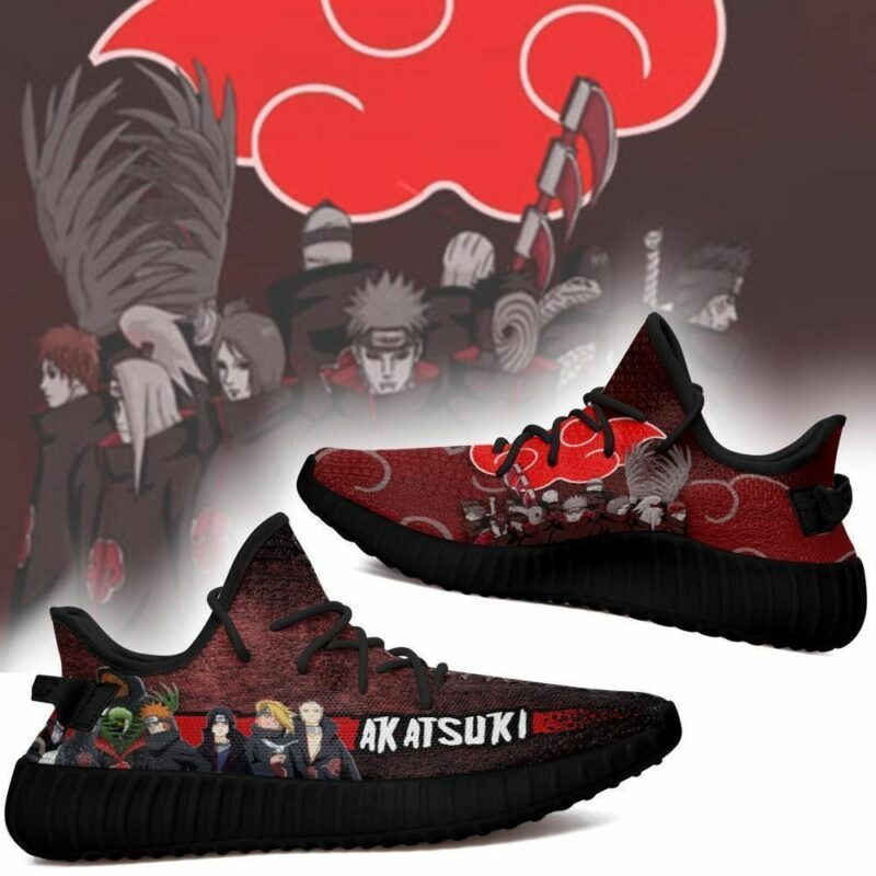 Akatsuki Clan Yeezy Shoes Naruto Anime Sneakers Fan Gift Idea For Him Son Boyfriend Father’S Day Shoes Yeezy Sneakers