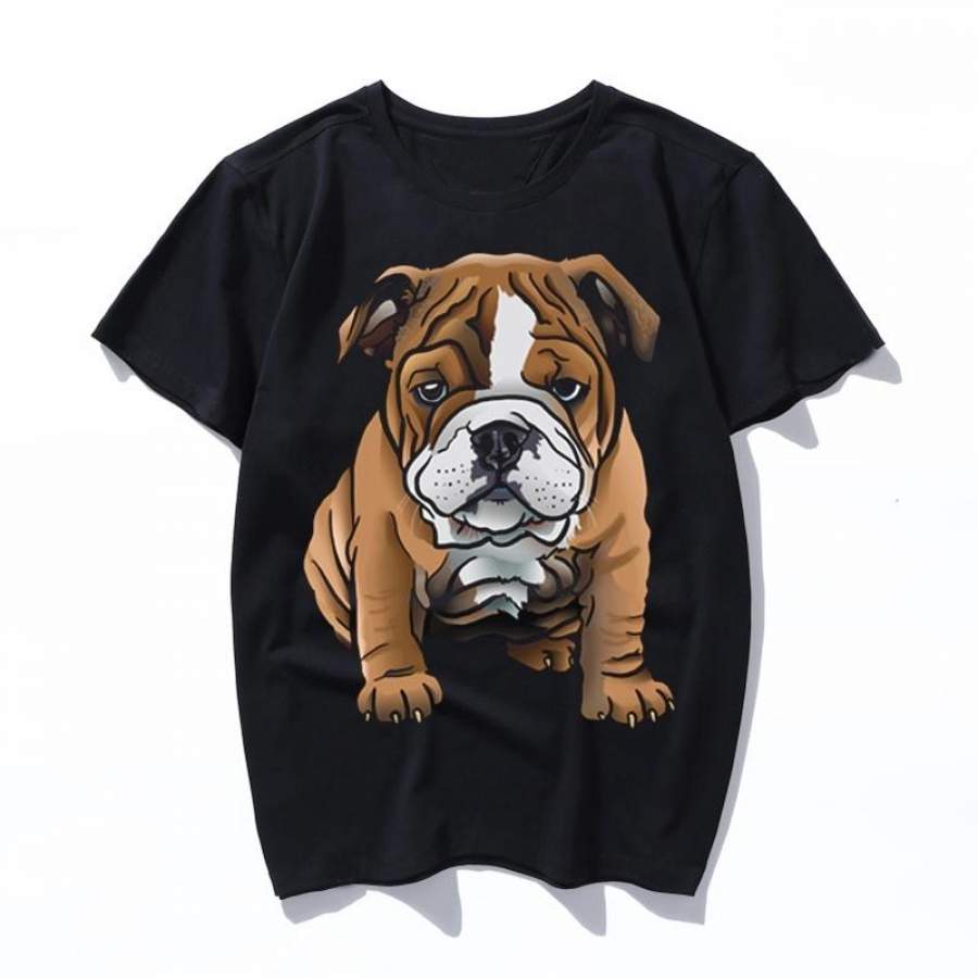 bulldog puppy Anime T Shirt Men Women Sweatshirt 3D Print Short Sleeve Top Street Casual Pullover