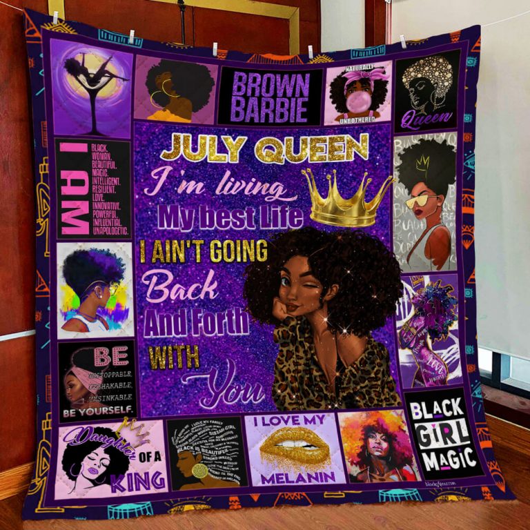 July Black Queen Blanket Gifts For Birthday – Brown Barbie Fleece Blanket Quilting Birthday  Gift For Daughter Girlfriend Woman