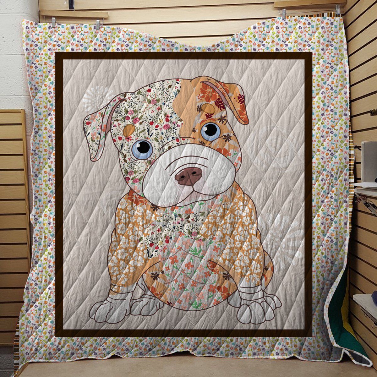 Pitbull Puppy Beautiful Quilt Blanket