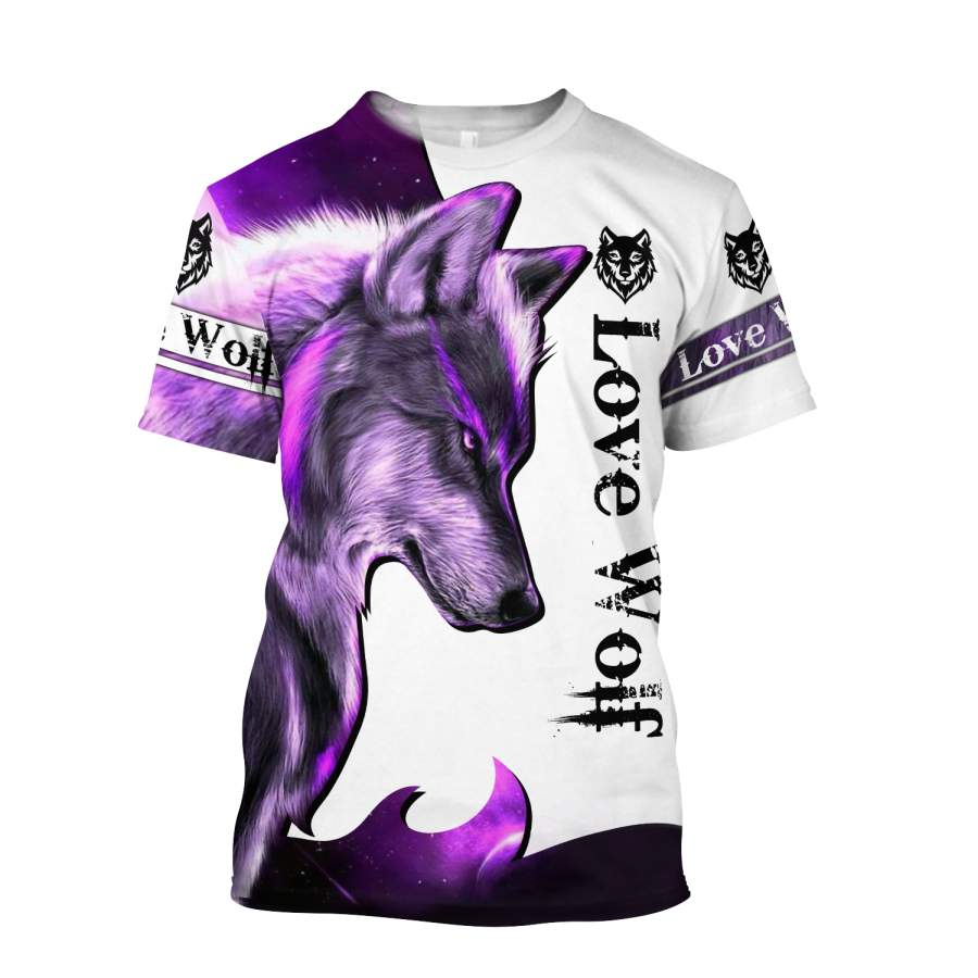 Purple Wolf 3D All Over Printed T-Shirt by SUN QB05282005