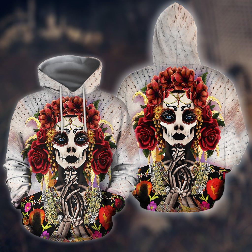 Tattoo Girl Catrina Day Of The Dead  Unisex Hoodie 3D #V