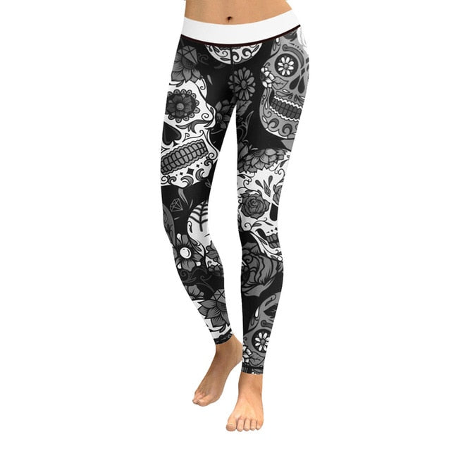 Sexy Leggings Women Skull Printed Yoga Pants - TattoosCafe