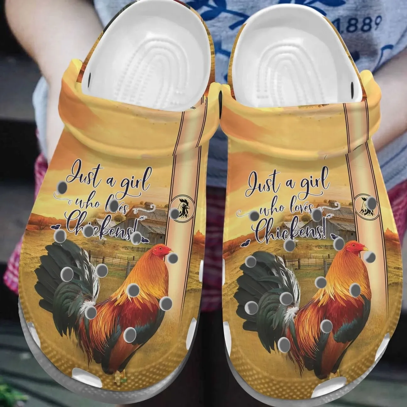 chicken print crocs