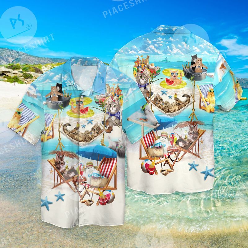 Kittens At The Beach Summer Funny Trending Full Print Hawaii Shirt Ha41295