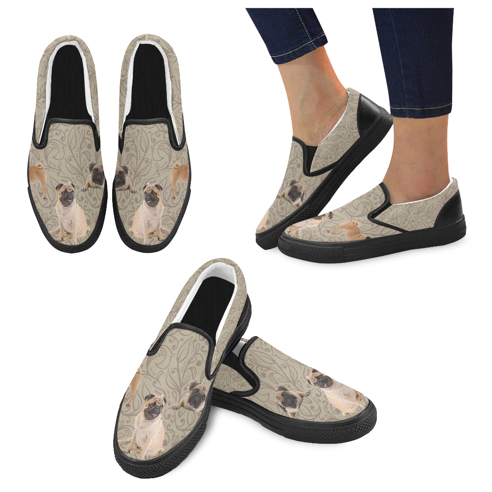 Pug Lover Black Women’s Slip-on Canvas Shoes