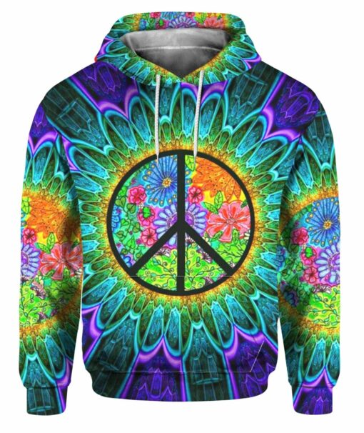 Flower Flora Hippie Peace Sign 3D All Over Print Shirts For Men & Women, Gift For Hippie Soul, Hippie Lover