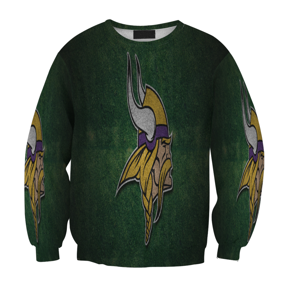 Minnesota Vikings Emblem Grass Gift For Fan 3D Full Printing Sweatshirt.