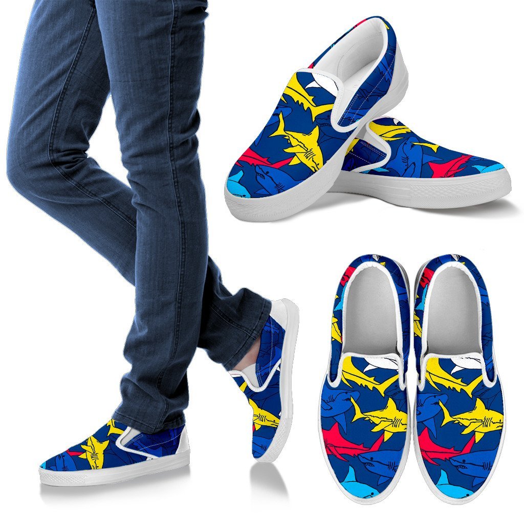 Shark Color Pattern Women Slip On Shoes