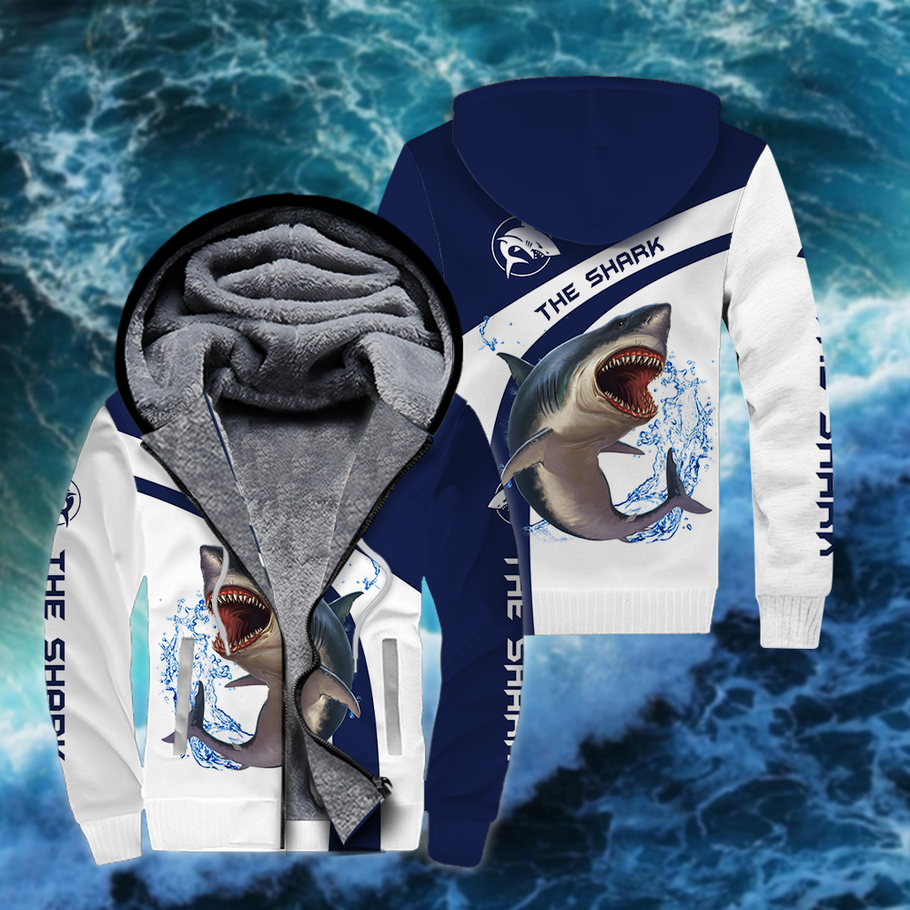 Shark Fishing Fleece Zip Hoodie All Over Print | Unisex | Adult | Ft3176