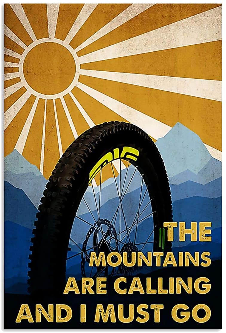 Vintage Cycling Mountain Calling Must Go Poster Art Print      Home Decor Gift For Men Women Family Friend On Birthday Xmas