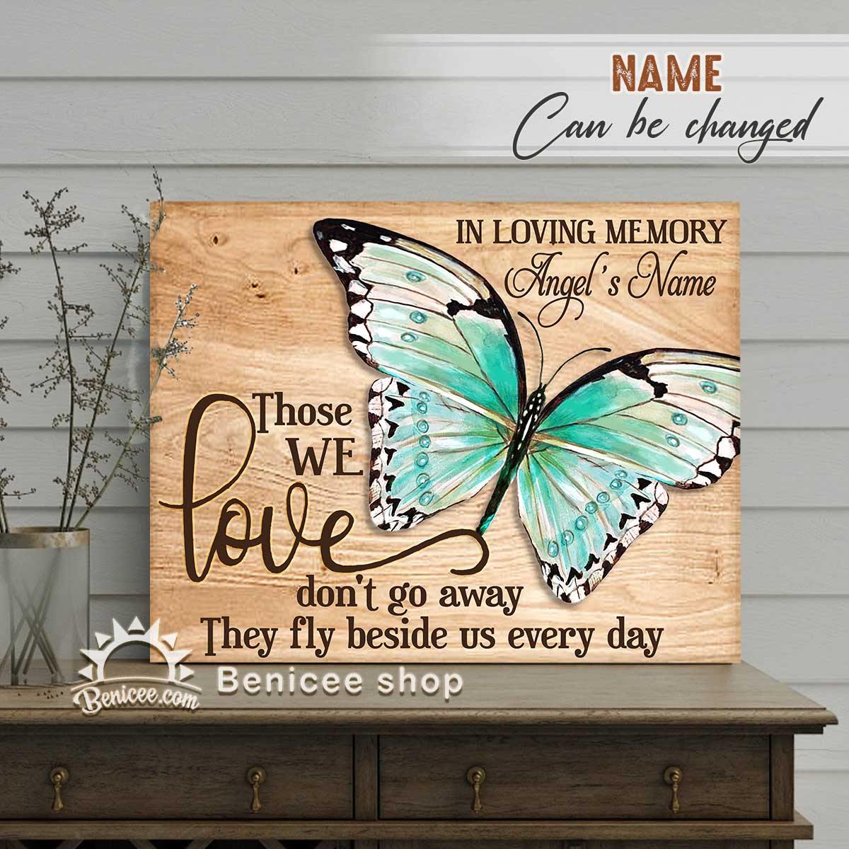 Benicee Personalized Memorial Gift Framed Canvas/Wrapped Canvas They Fly Beside Us Every Day Butterfly Top 3 Home Decor