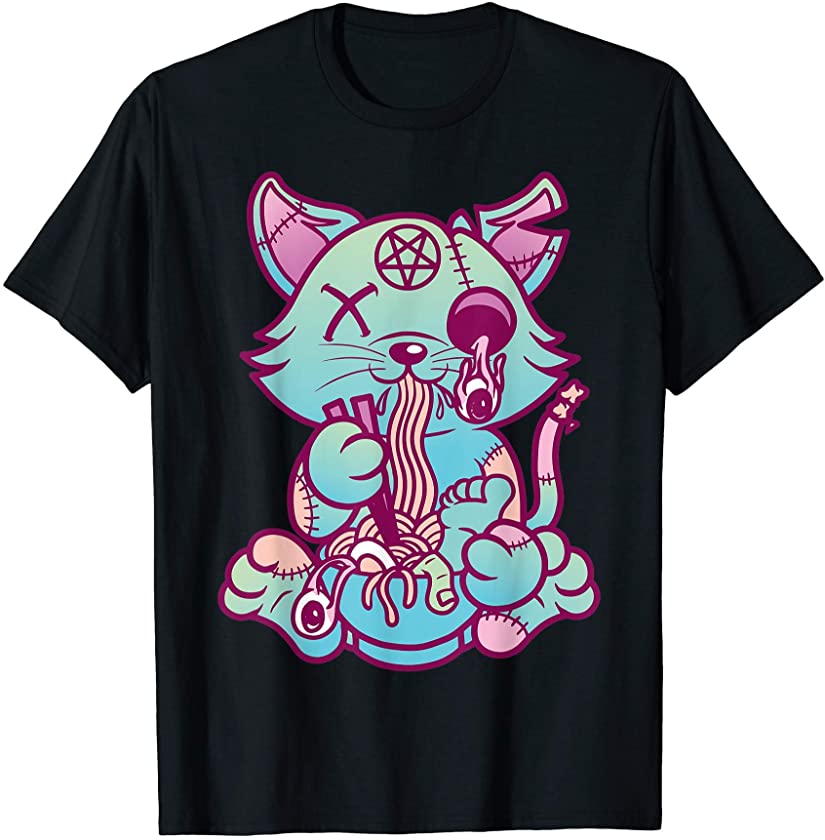 Anime Aesthetic Pastel Goth Ramen Noodle Cat Gifts T-Shirt