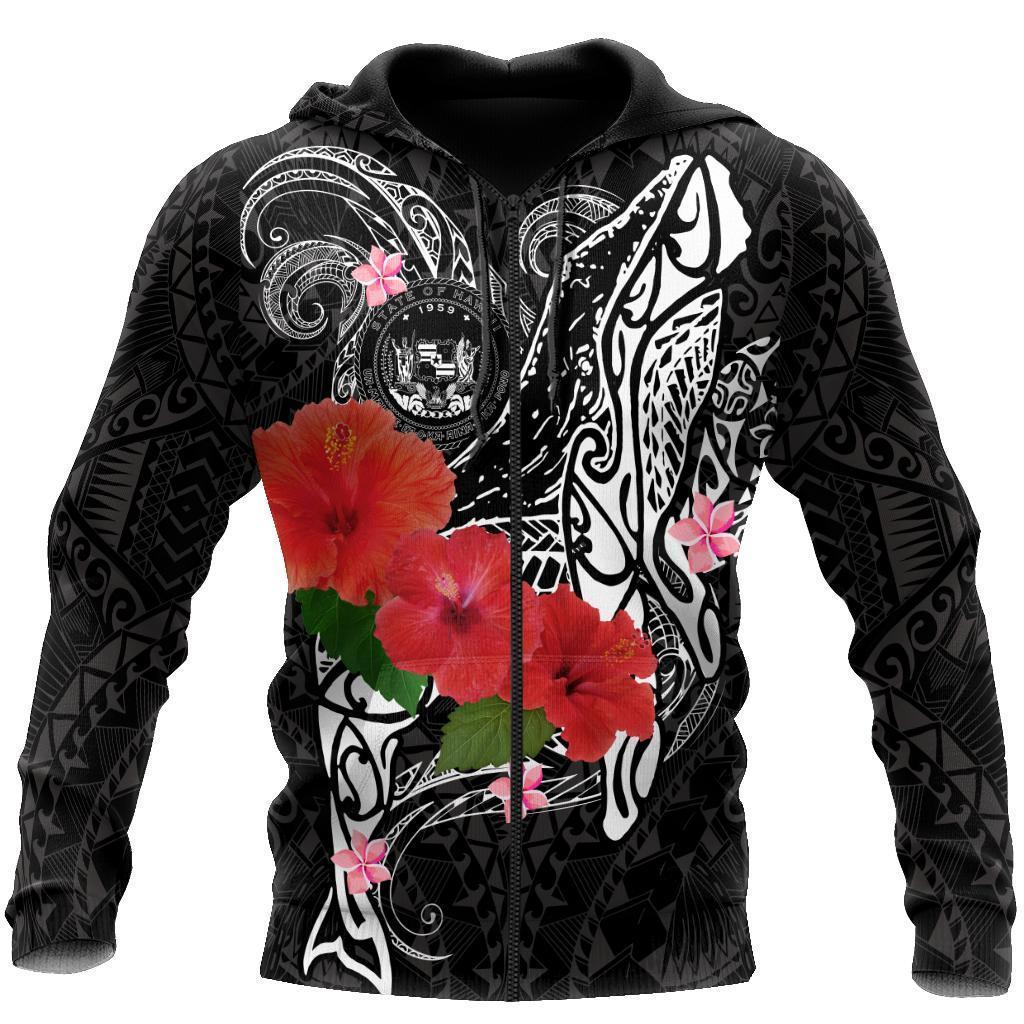 Amazing Humpback Whale with Hibiscus Hoodie ML