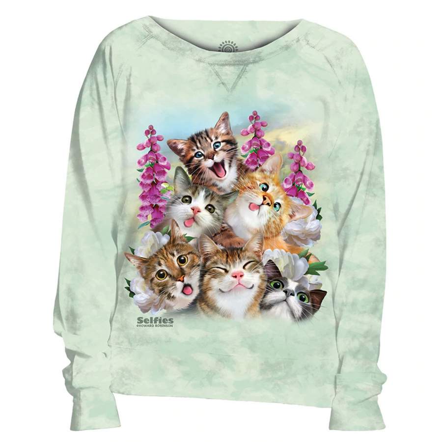 Kitten Selfie – Women’s Slouchy Crewneck Sweatshirt