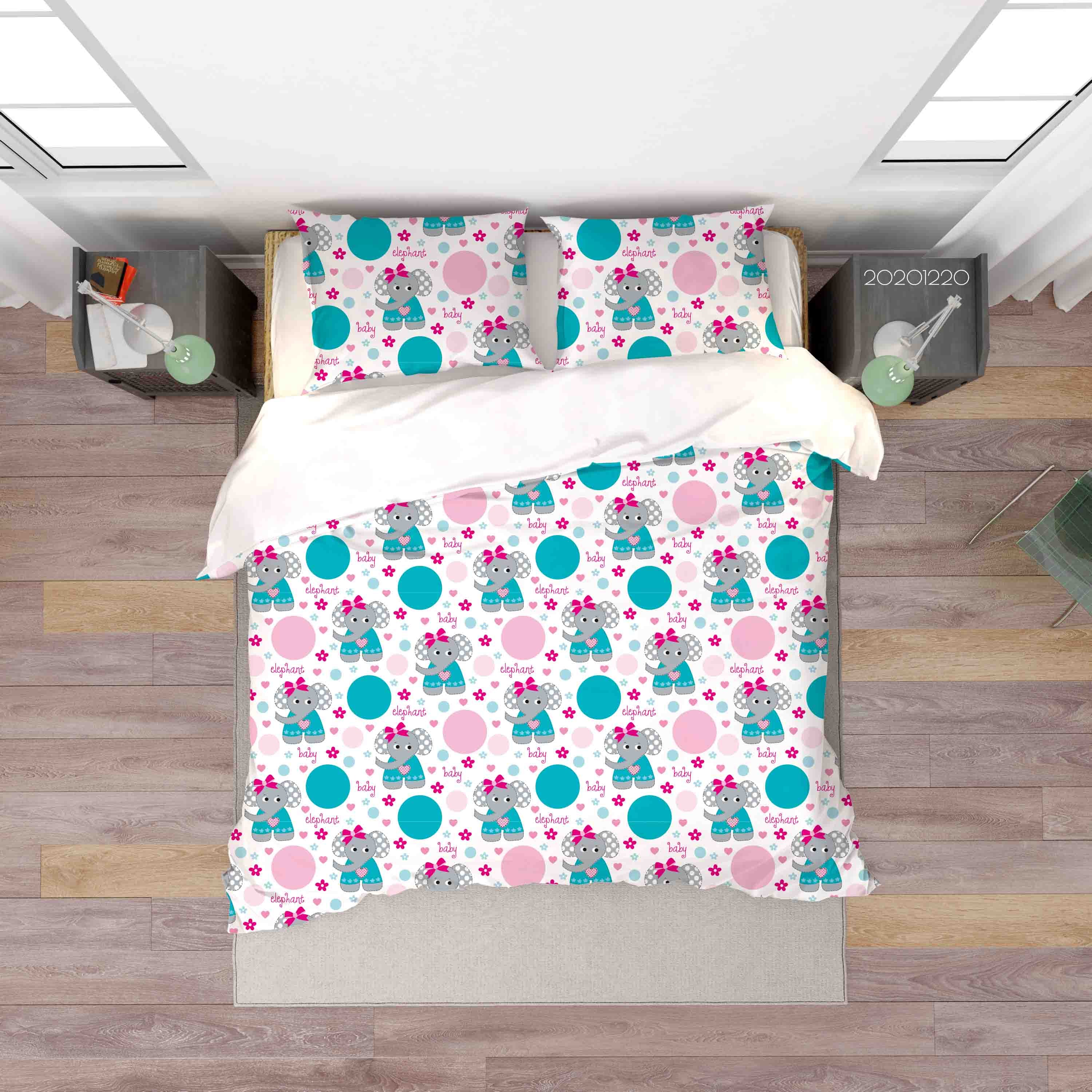 3D Hand Drawn Animal Elephant Quilt Cover Set Bedding Set Duvet Cover Pillowcases 93