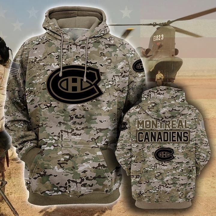 Montreal Canadiens Camouflage Veteran 3D Cotton T-Shirt Hoodie