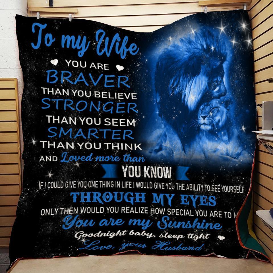 (Ql480) Lhd Lion Quilt – To My Wife – You Are Braver