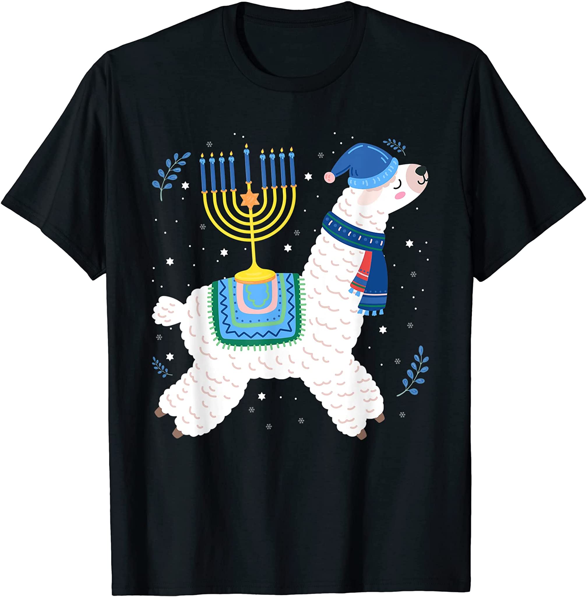 Menorah Hanukkah Llama Cute Alpaca Chanukah Christmas Pajama T-Shirt