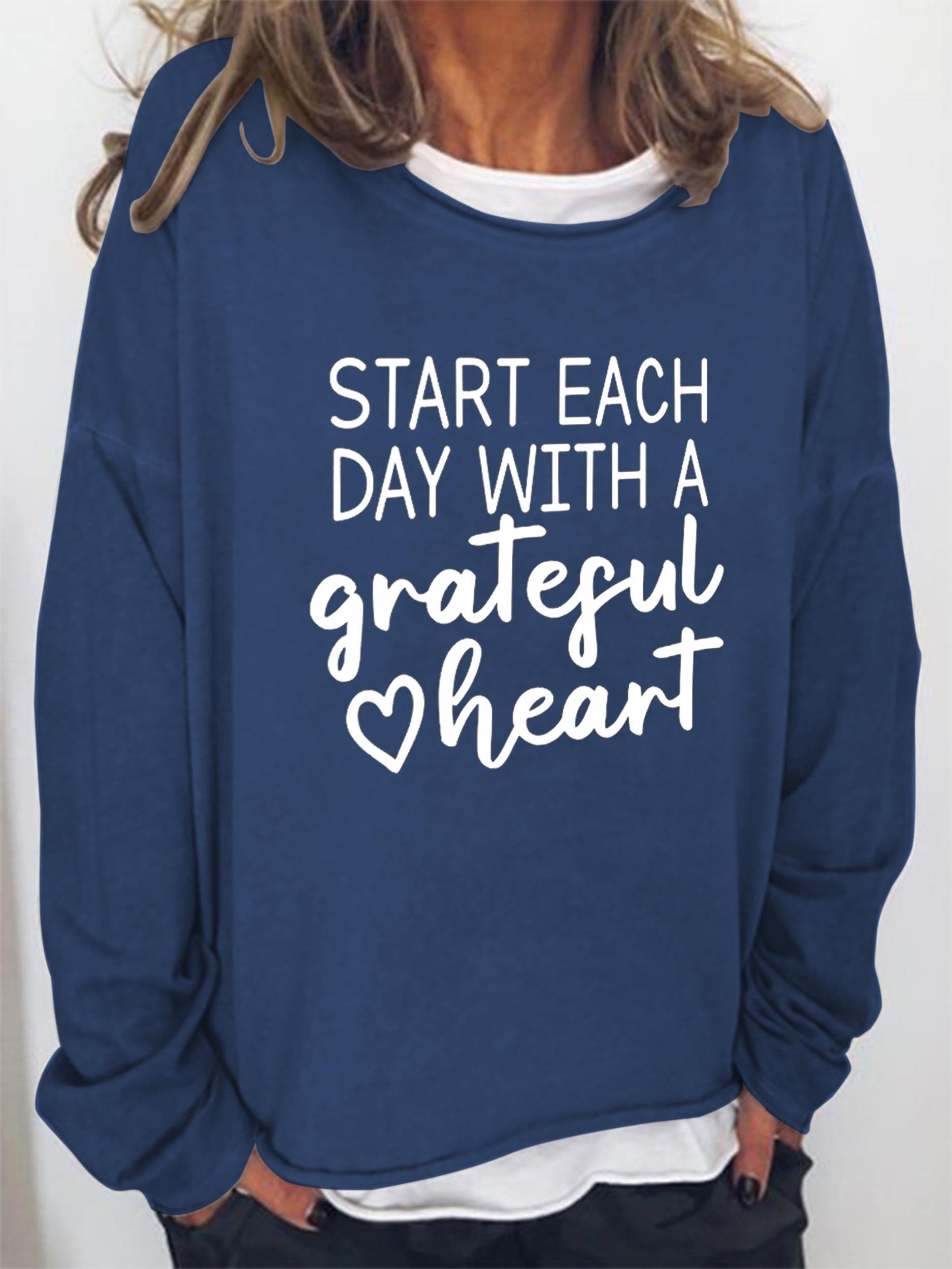 Women’S Start Each Day With A Grateful Heart Long Sleeve Top