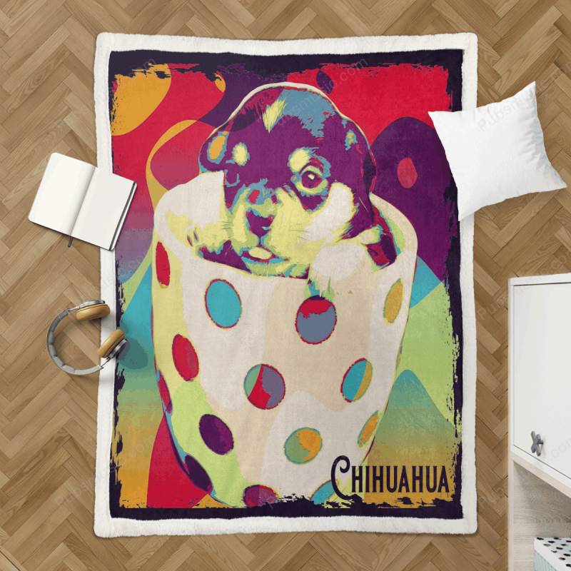 Chihuahua Pop Art Puppy – Pop Art Dogs Sherpa Fleece Blanket