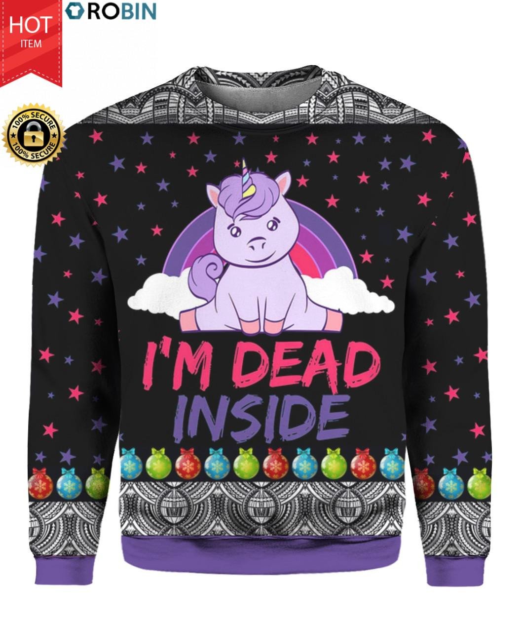 Unicorn I’M Dead Inside 3D Ugly Christmas Sweater Hoodie