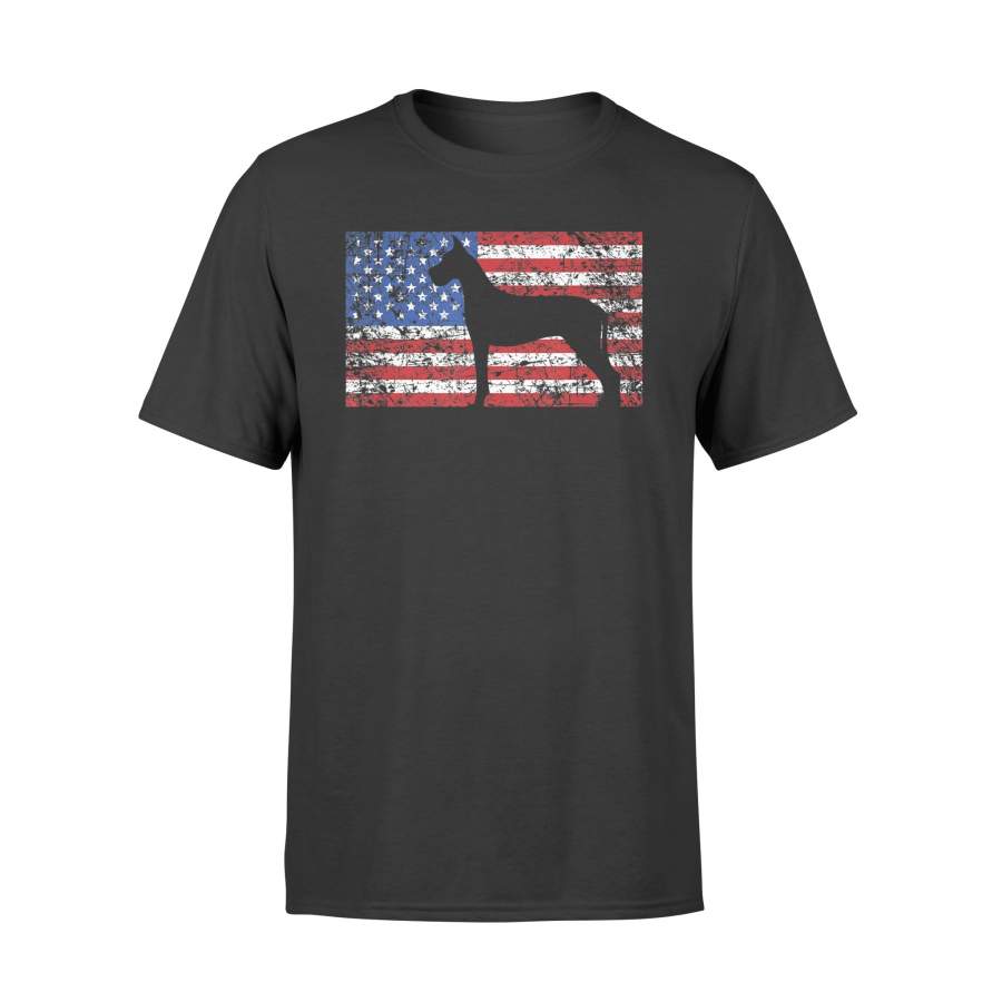 Dog American Flag Tshirt Great Dane Dog Thirt – 4th of July USA Tshirt – Standard T-shirt