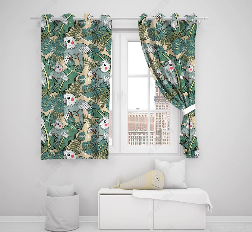 3D Hand Drawn Animal Parrot Curtains And Drapes Lqh 122