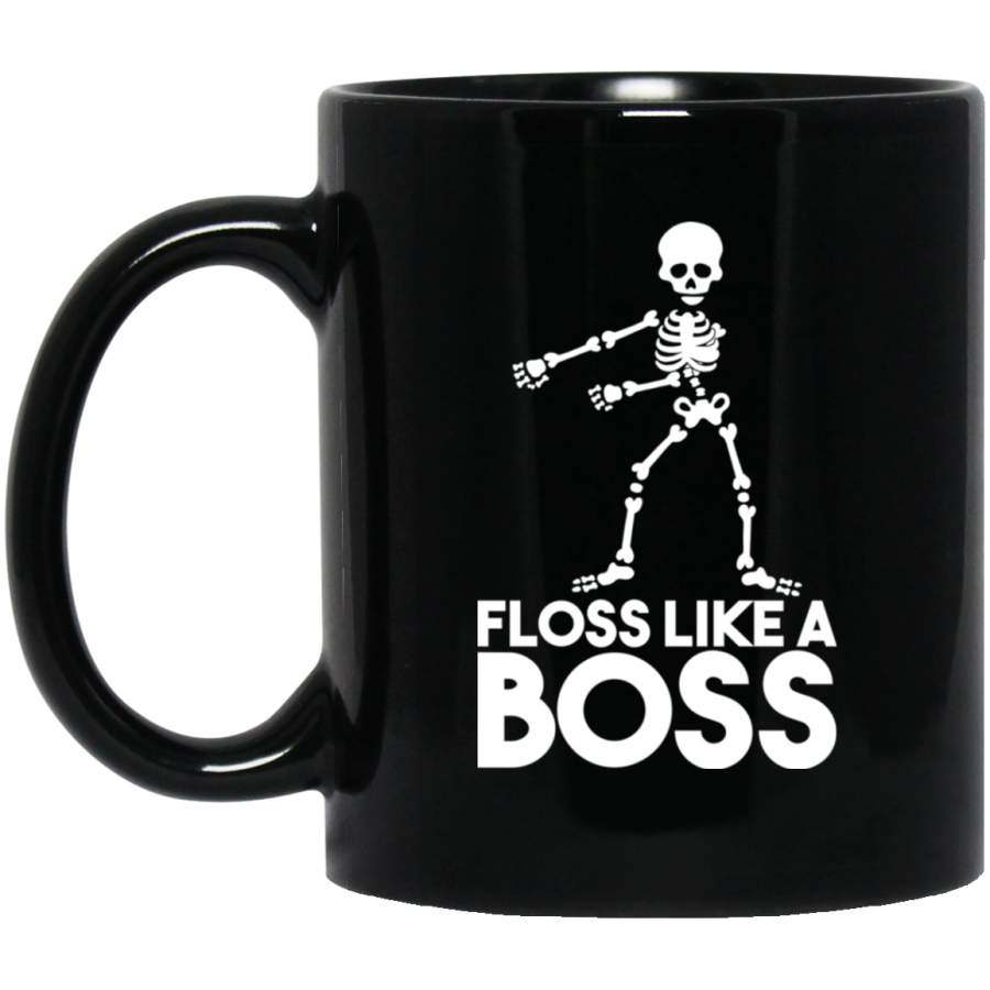 African American Coffee Mug Dancing Skeleton Floss Like A Boss 11oz – 15oz Black Mug