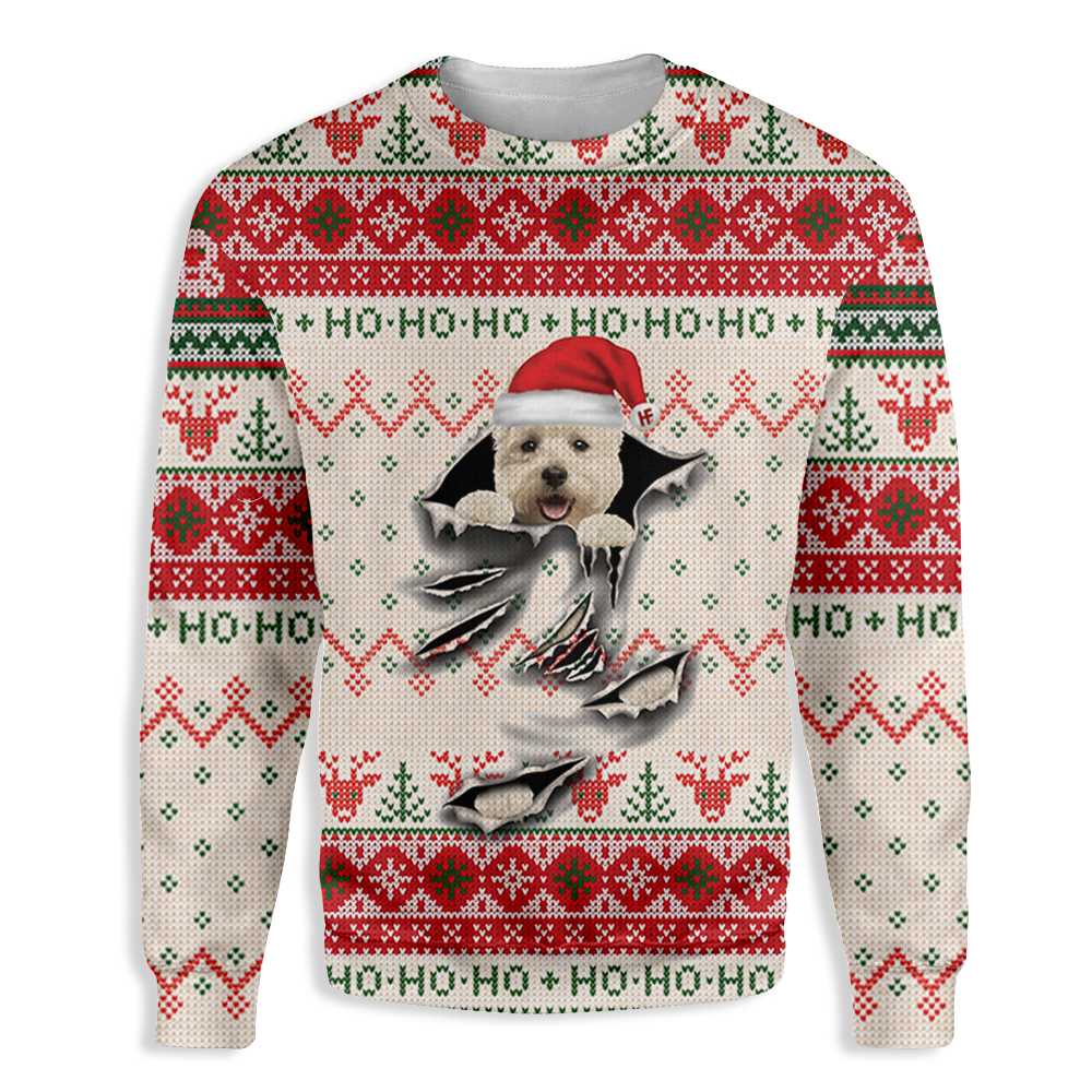 West Highland White Terrier Unisex Ugly Christmas Sweater, All Over Print Sweatshirt