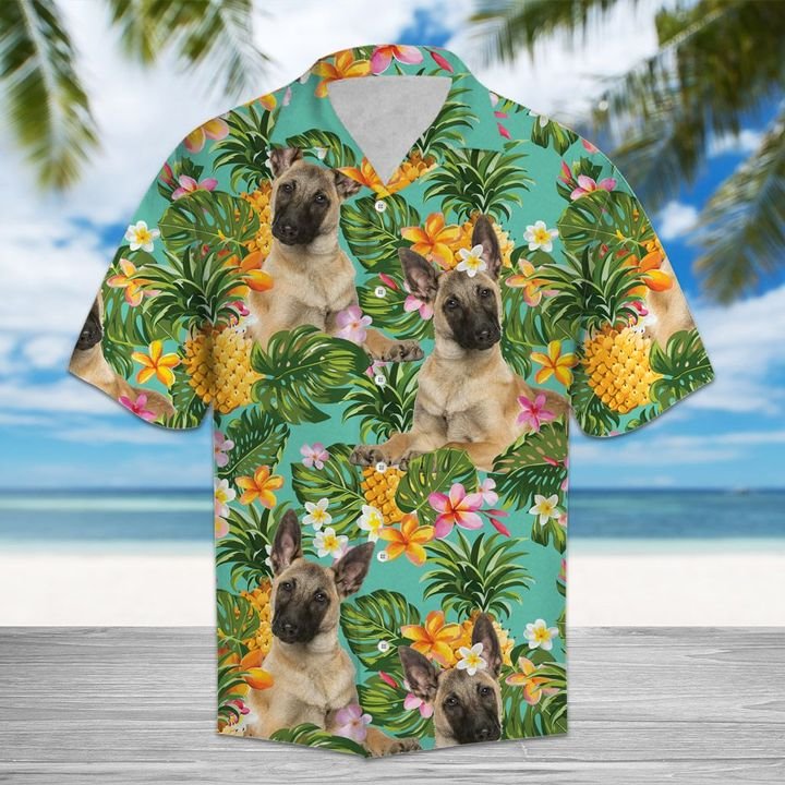 Tropical Pineapple Belgian Shepherd Hawaiian Shirt Summer Button Up For Men, Women, Couple