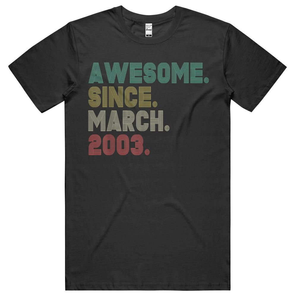 18 Years Old Vintage Awesome Since March 2003 18th Birthday Unisex Shirt