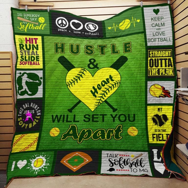 Softball Hustle Apart 3D Quilt Blanket HGM44