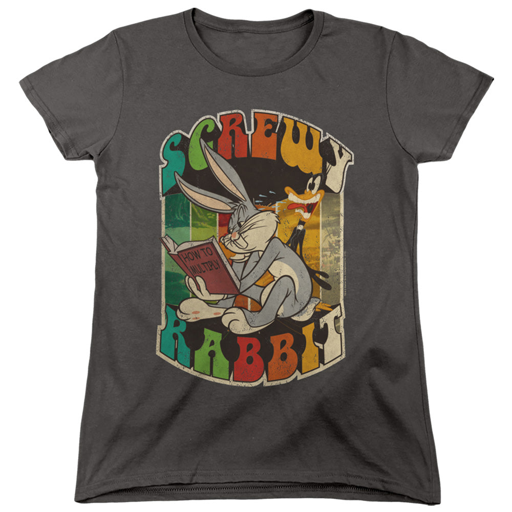 Looney Tunes Screwy Rabbit Womens T Shirt Charcoal