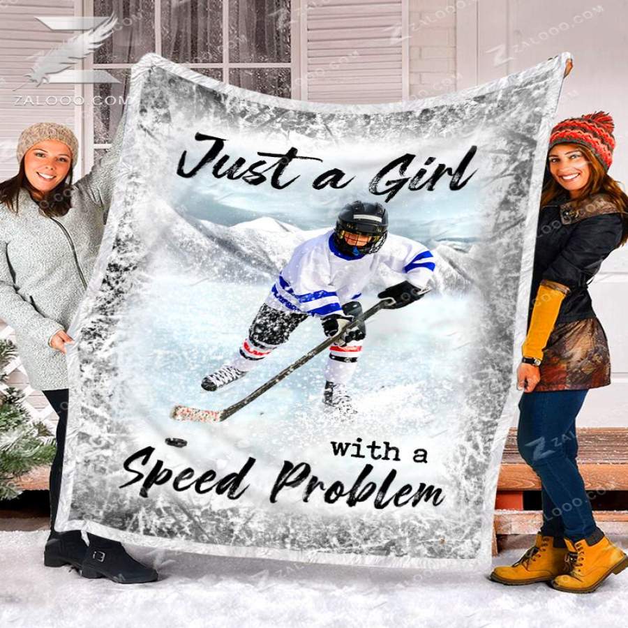 Zalooo – Fleece Blanket – Hockey – Just A Girl With A Speed Problem